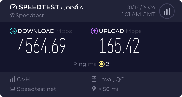 Second run speedtest